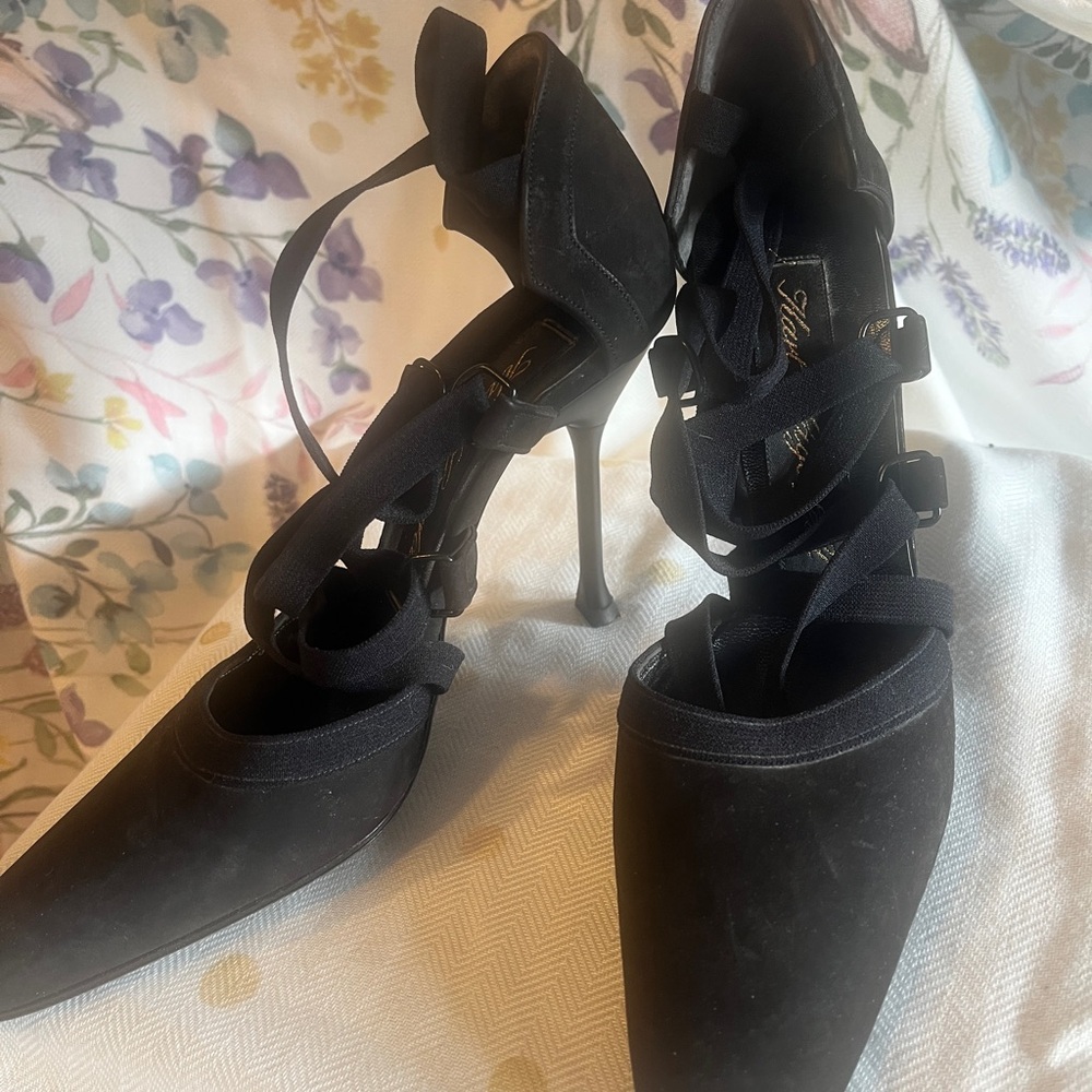 Karl Lagerfeld Black Bow Heels suede elegant